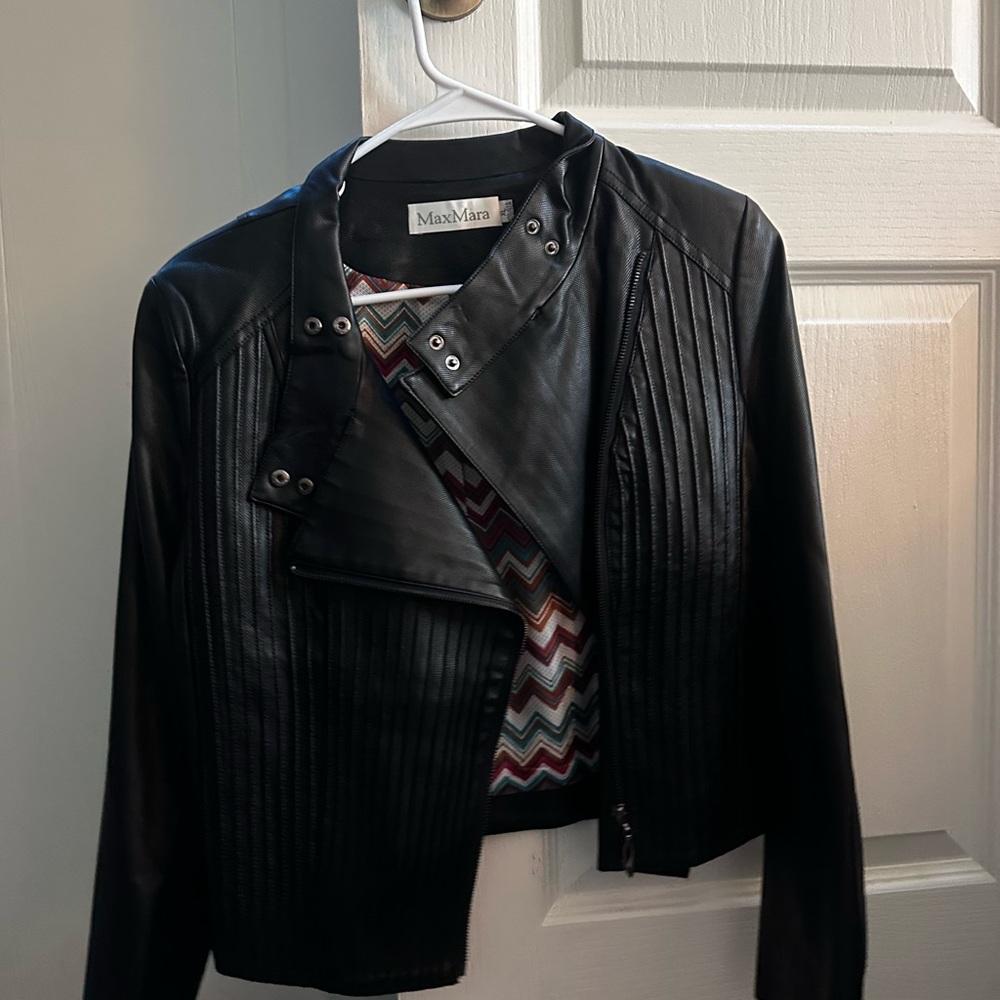 MaxMara Black Leather Biker Jacket